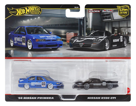 Hot Wheels Premium Car Culture 2-Pack '94 Nissan Primera & Nissan R390 GTI Bộ 2 Xe Mô Hình Die-cast Hot Wheels HRR74