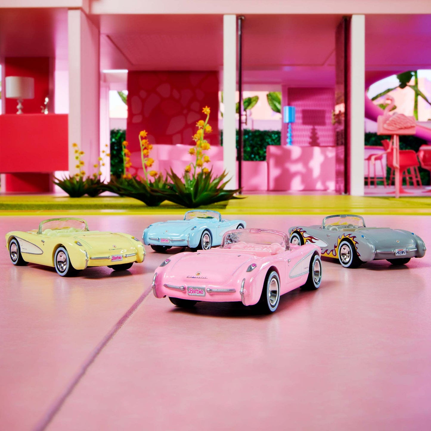 Barbie The Movie Hot Wheels Corvette 4-Pack Bộ 4 Xe Mô Hình Corvette Tỷ Lệ 1:64 Mattel Creations HRL24 - Hình ảnh chi tiết 2