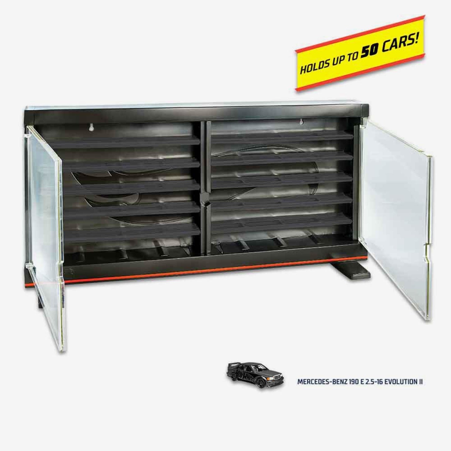 HW Display Case Plus Exclusive Mercedes-Benz 190 E 2.5-16 Evolution II - Tủ Trưng Bày 50 Xe Hot Wheels Kèm Xe Độc Quyền - Hình ảnh sản phẩm