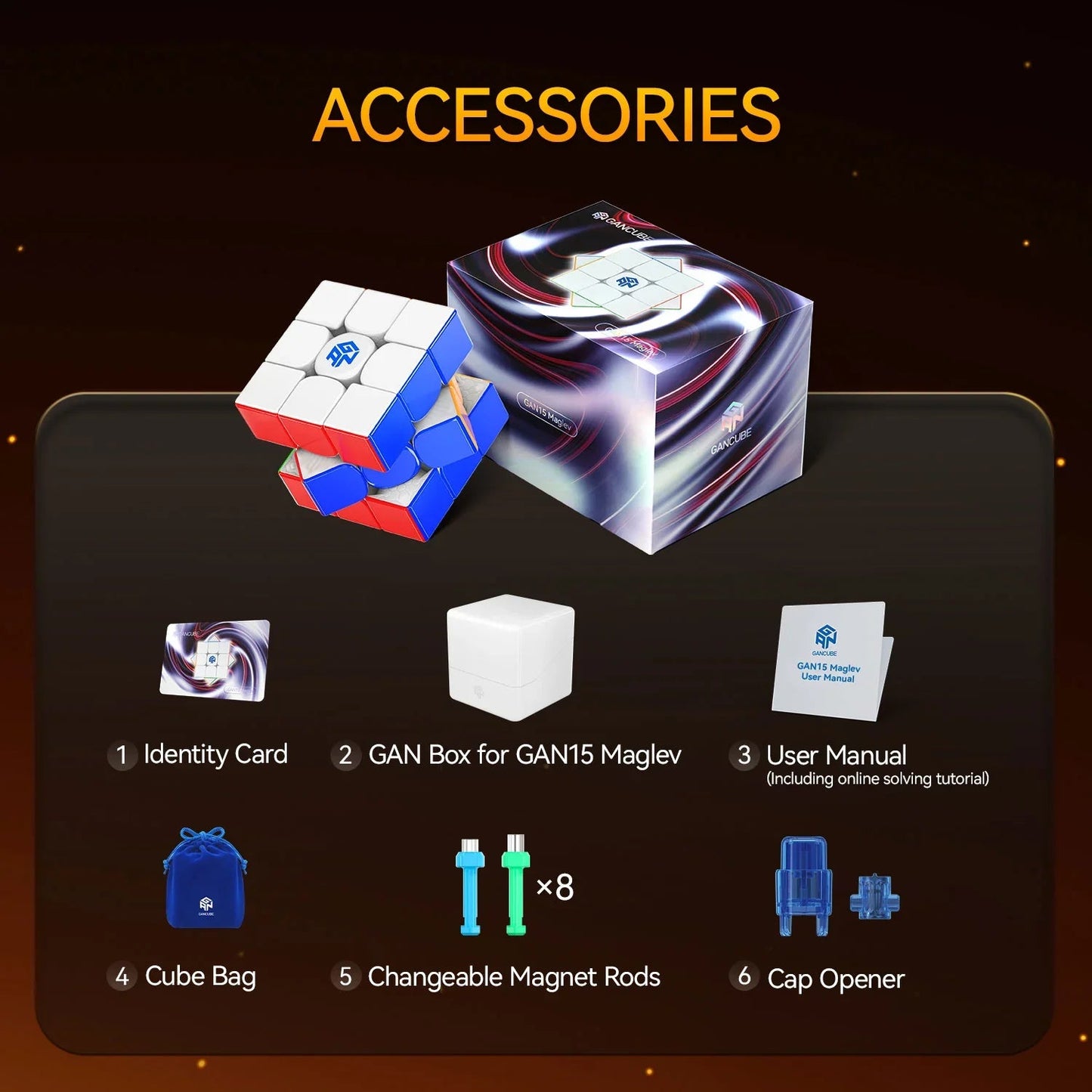 GAN15 Maglev 3x3 Advanced Speed Cube - Rubik 3x3 Cao Cấp Siêu Nhẹ - GANCUBE