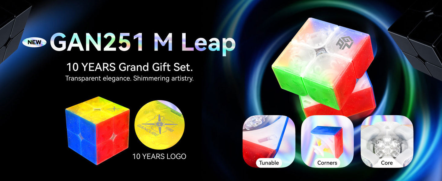 GAN251 M Leap Ten Years Grand Gift Set - Rubik 2x2 Nam Châm Kỷ Niệm 10 Năm GANCUBE