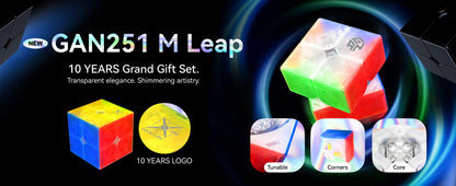GAN251 M Leap Ten Years Grand Gift Set - Rubik 2x2 Nam Châm Kỷ Niệm 10 Năm GANCUBE