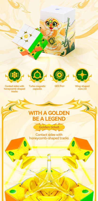 GAN356 M E Golden - Rubik 3x3 Nam Châm Phiên Bản Giới Hạn Tết 2025 - GAN Cube