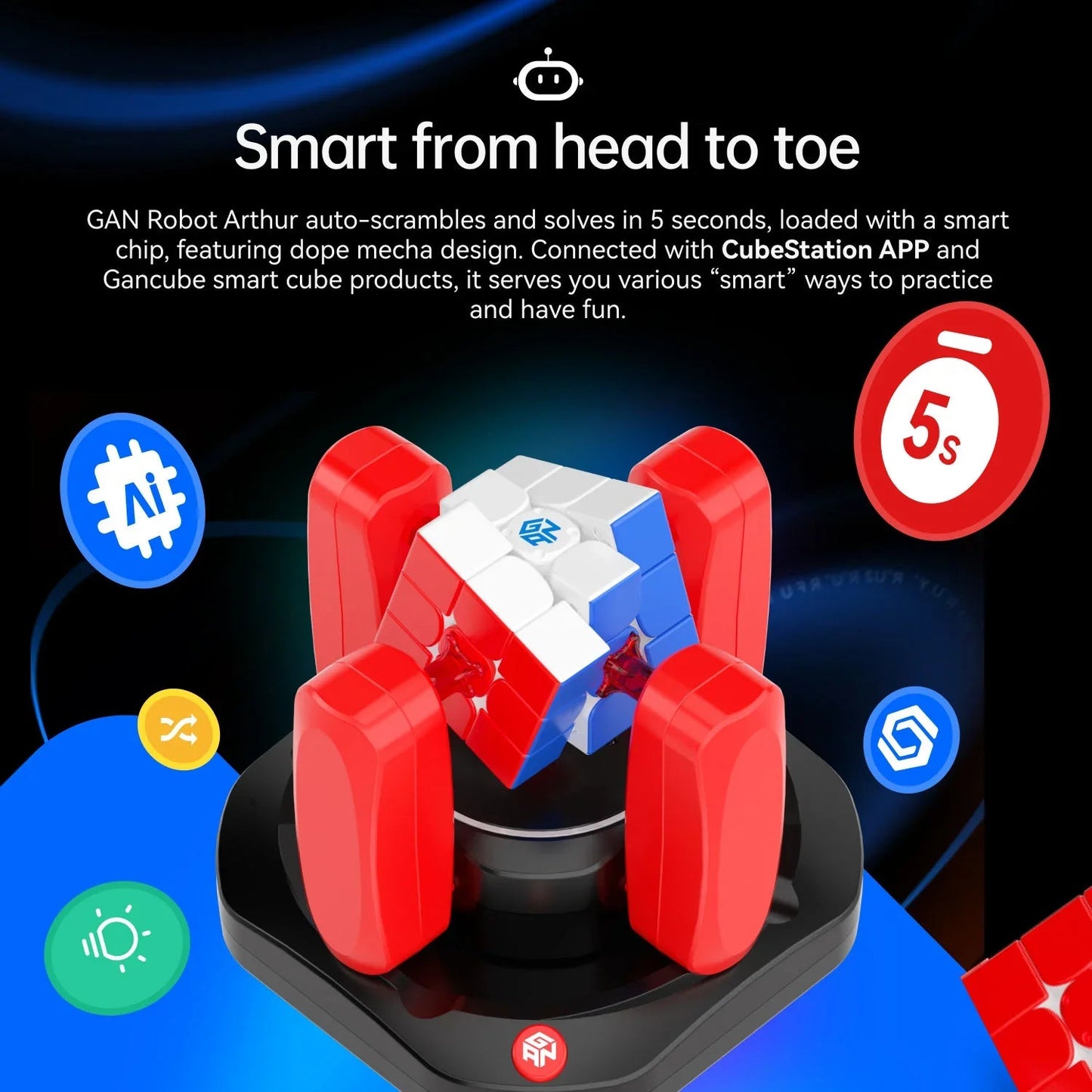 GAN Smart Robot V2 - Robot Giải Rubik Tự Động GANCUBE