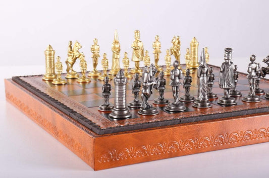 Gothic Chess Set with Leatherette Storage Board - Bộ Cờ Vua Cao Cấp & Hộp Đựng Giả Da - Chess House