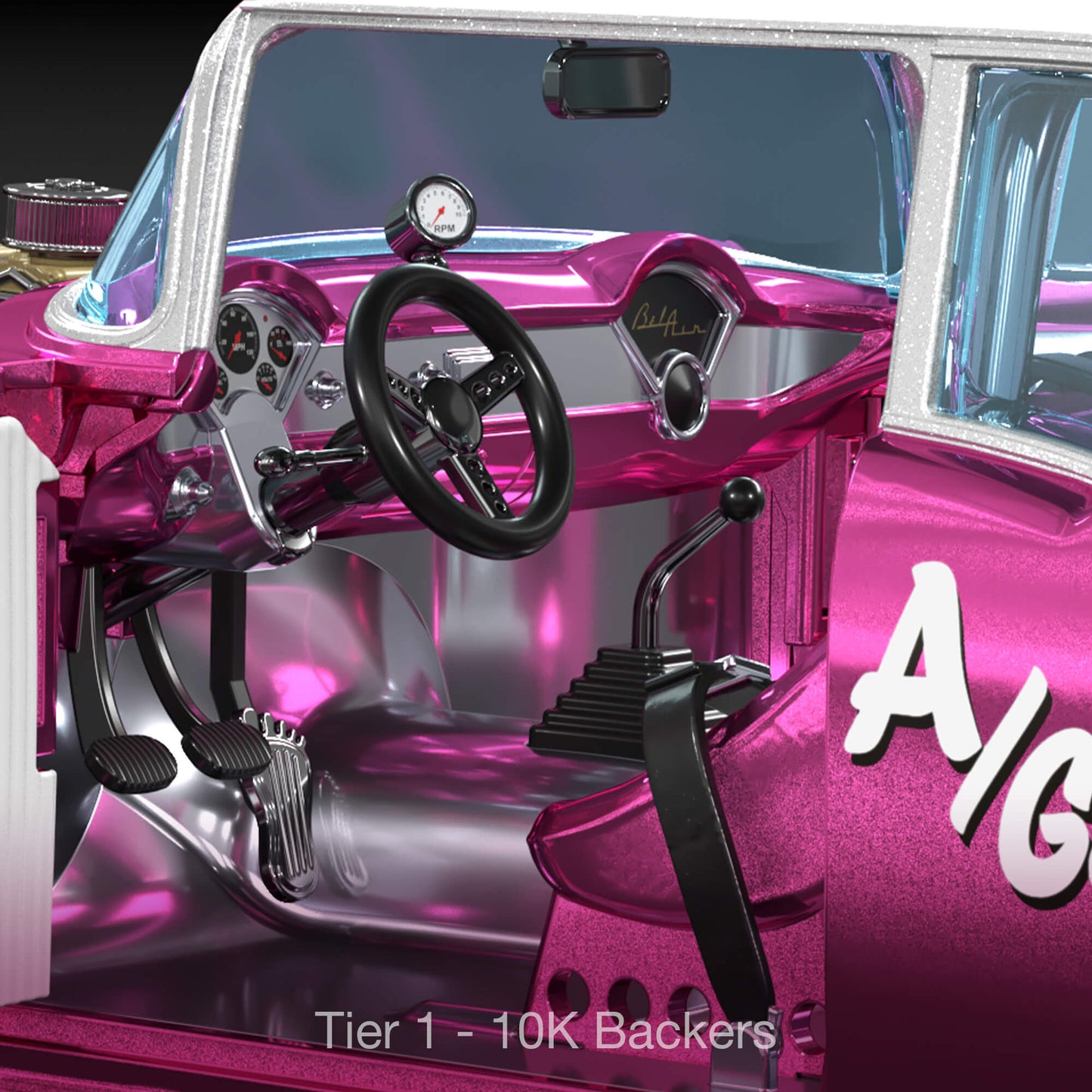 RLC Exclusive 1:18 Scale ‘55 Chevy Bel Air Gasser “Candy Striper” - Xe Mô Hình Tỉ Lệ 1:18 Cao Cấp Hot Wheels - Hình ảnh bổ sung 8