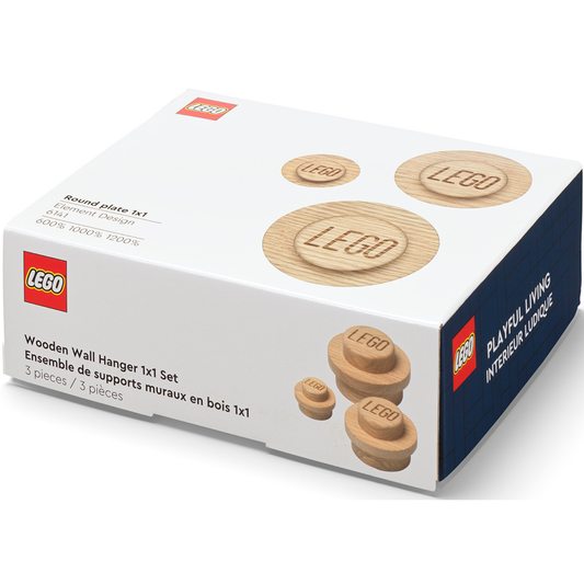 LEGO Wooden Wall Hanger Set Of 3 - Light Oak | Bộ 3 Móc Treo Tường Gỗ Sồi Hình Nút Gạch LEGO - Hình ảnh sản phẩm