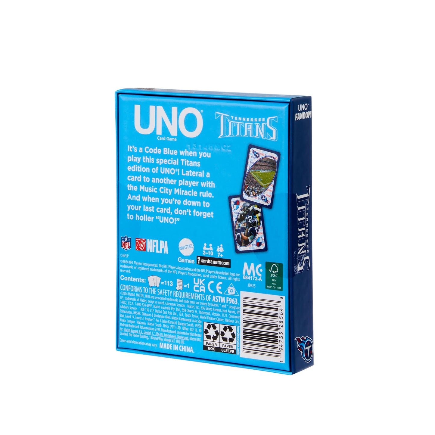 UNO Fandom NFL Tennessee Titans Game Deck - Bộ Bài Thẻ Bài Thể Thao - Mattel JDK25 Mattel - ảnh 2 - Card Game