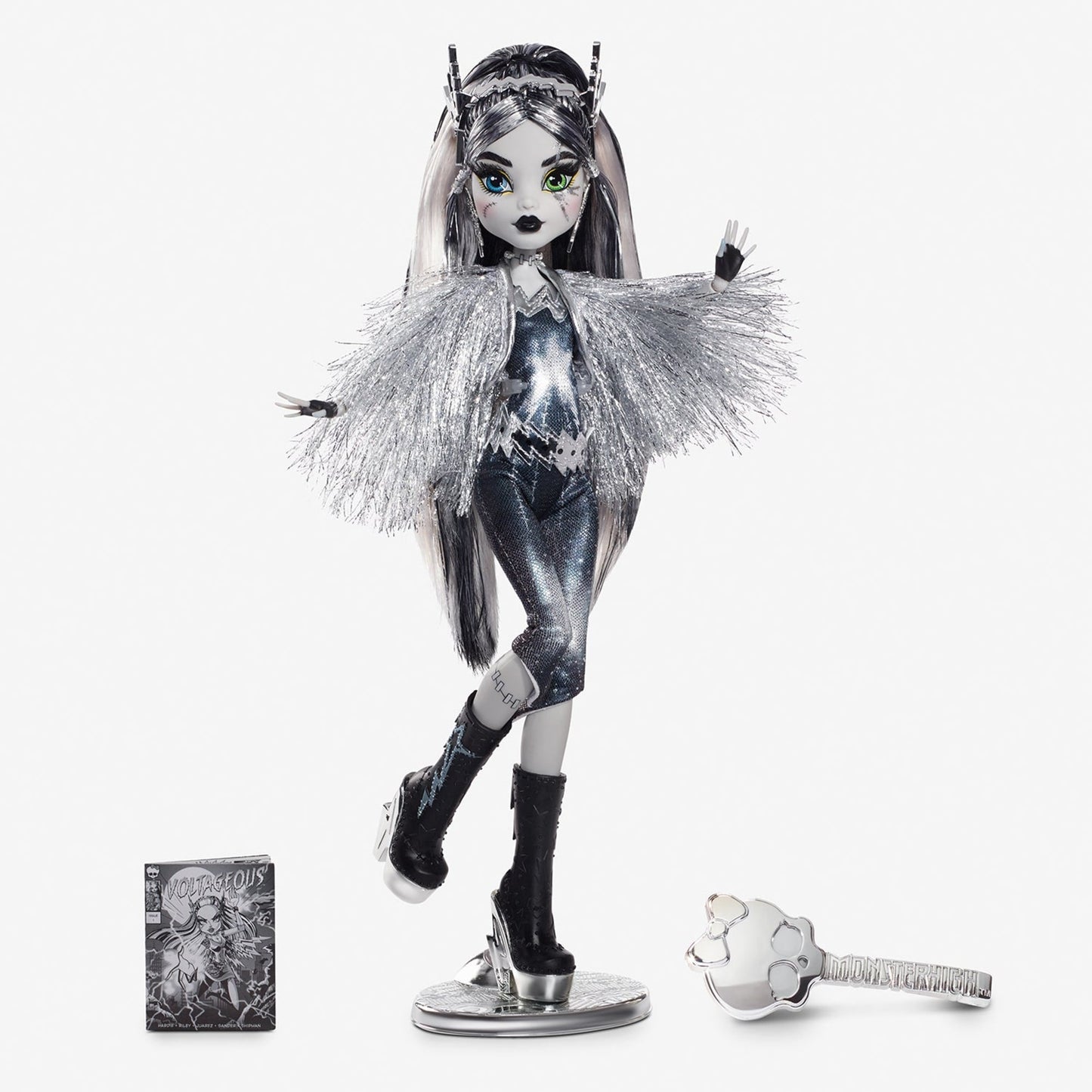 Monster High Voltageous Frankie Stein Reproduction Doll - Búp Bê Siêu Anh Hùng Trắng Đen Mattel HHR59 - Hình ảnh sản phẩm