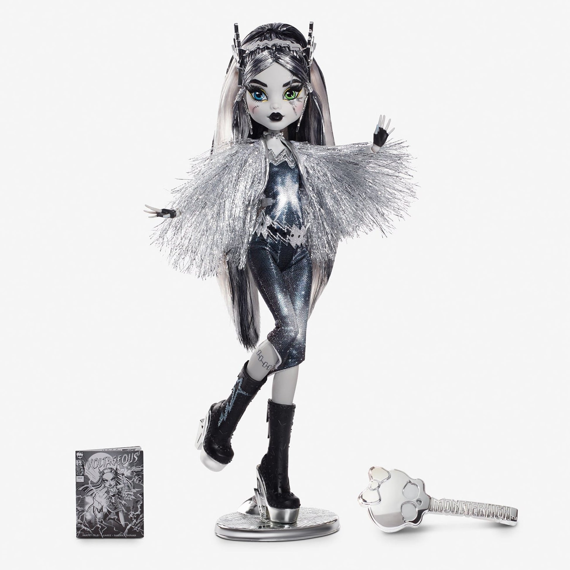 Monster High Voltageous Frankie Stein Reproduction Doll - Búp Bê Siêu Anh Hùng Trắng Đen Mattel HHR59 - Hình ảnh sản phẩm