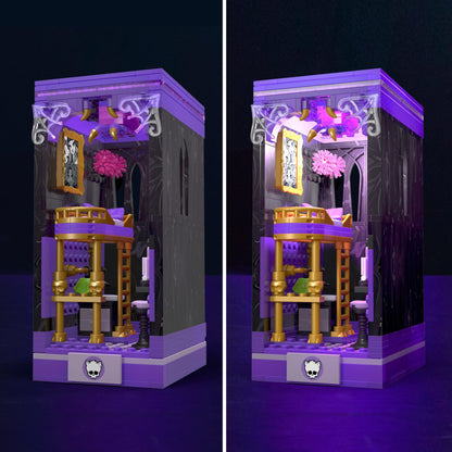 MEGA Monster High Clawdeen's Boo-k Den Building Toy Kit - Bộ Lắp Ráp Mô Hình Book Nook Diorama - MEGA Mattel