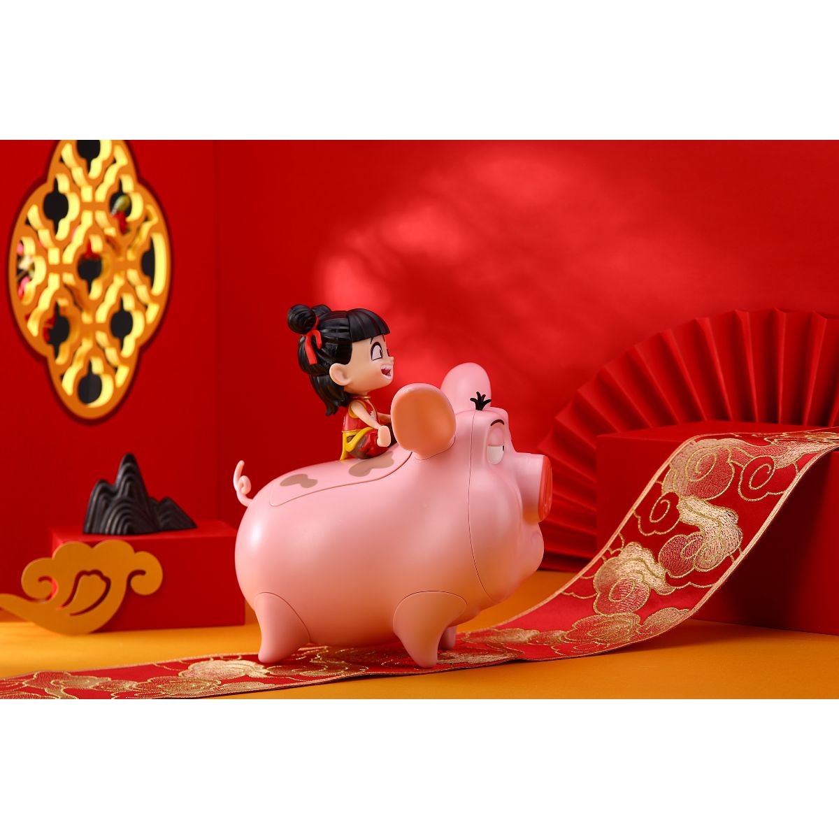 Gift Box Toy Model of Character Na Tra Riding Pig Na Tra NZCM01 - Mô hình nhân vật Na Tra cưỡi heo - NA TRA NZCM01