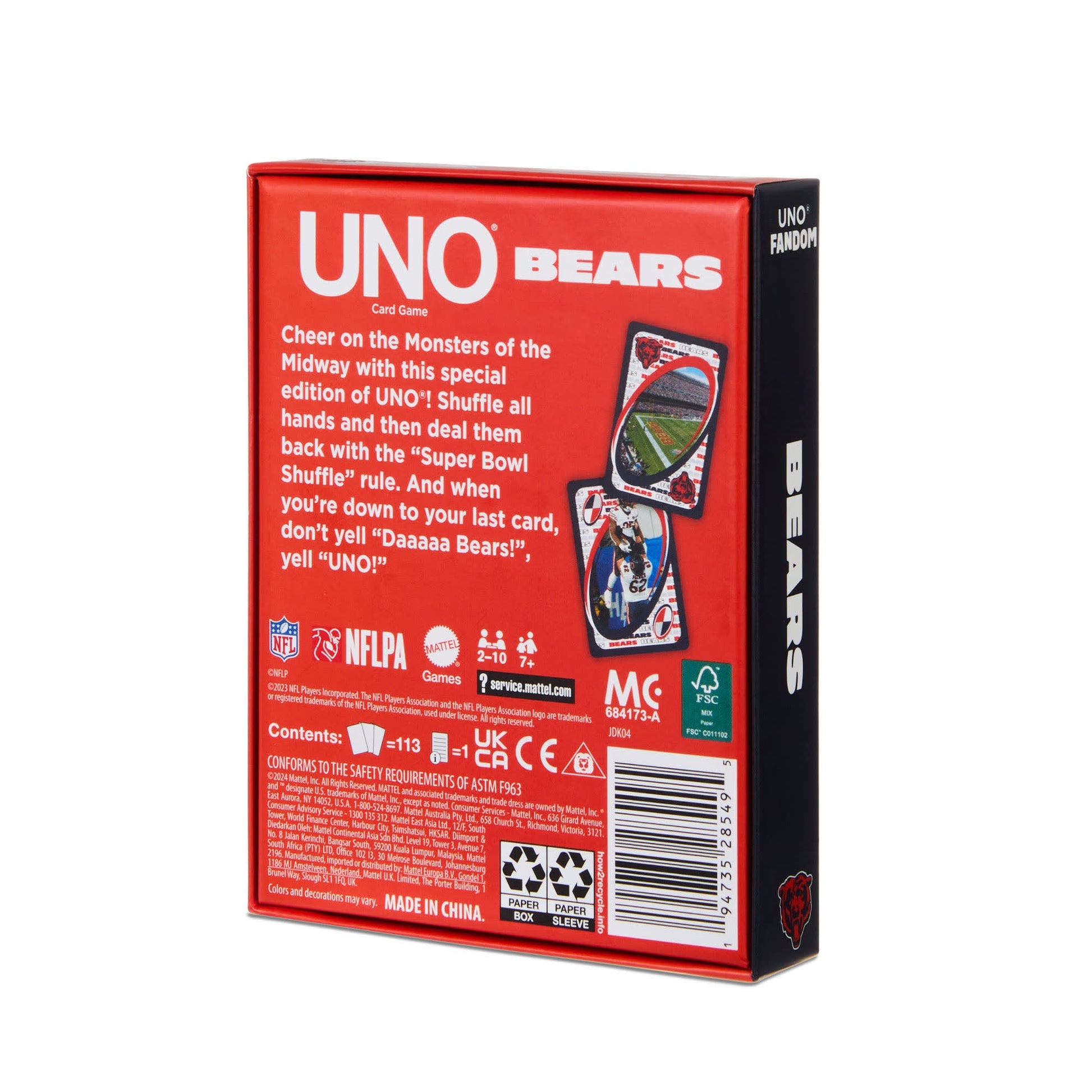 UNO Fandom NFL Chicago Bears Game Deck - Bộ Bài Thẻ Bài Thể Thao Sưu Tầm Mattel Mattel - ảnh 2 - Card Game