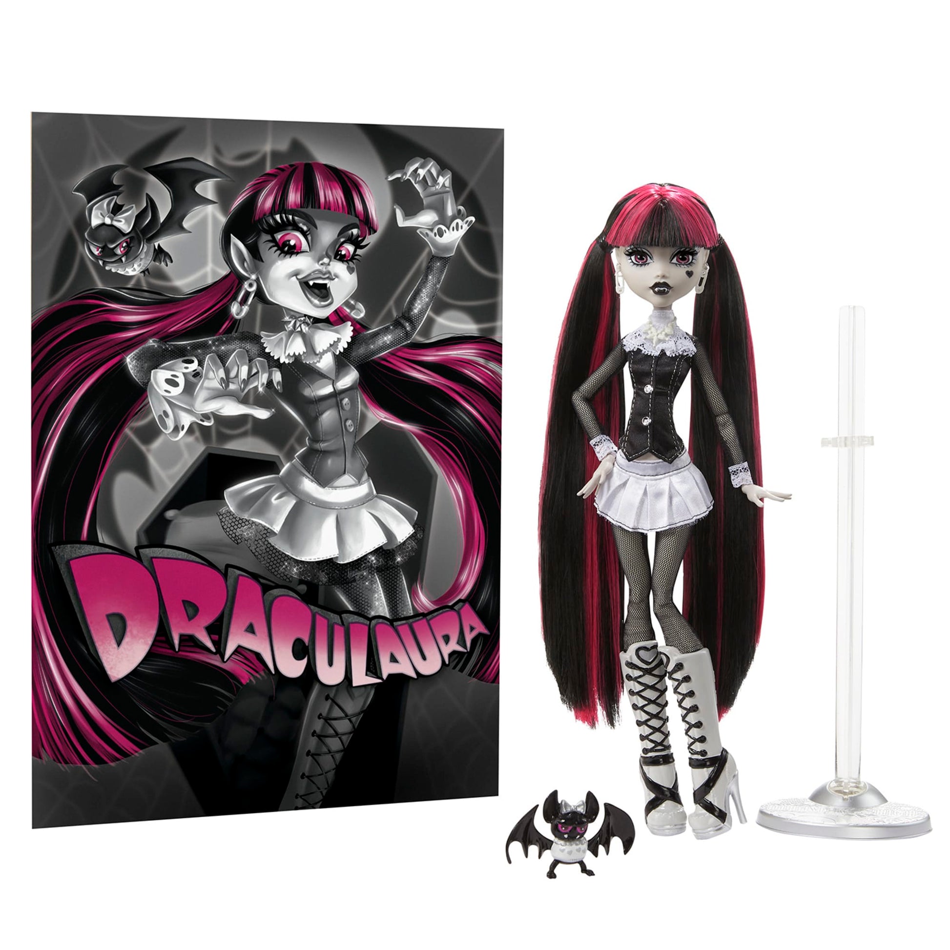 Monster High Reel Drama Draculaura Doll - Búp Bê Sưu Tầm Phim Kinh Dị Đen Trắng Mattel - Hình ảnh chi tiết 2