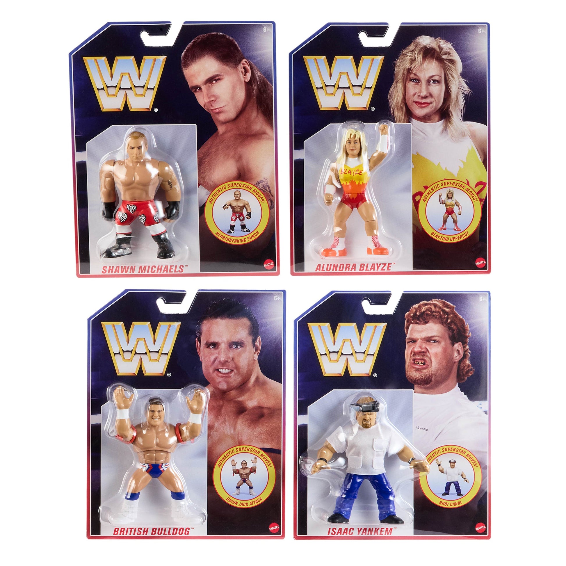 WWE Retro Action Figure 4-Pack Bundle - Bộ 4 Mô Hình Đô Vật Mỹ Retro - Mattel Creations - Hình ảnh chi tiết 2