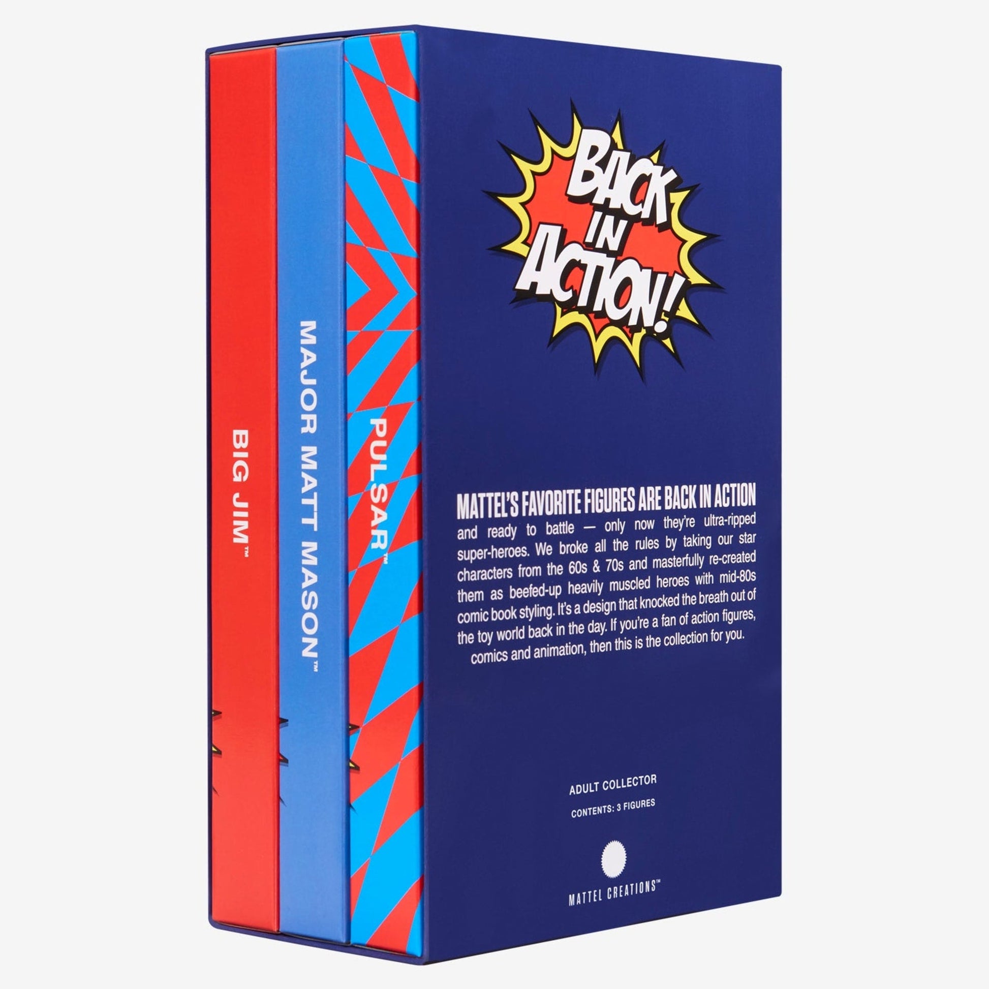 Back in Action! Major Matt Mason Big Jim & Pulsar Figures - Bộ 3 Mô Hình Hành Động Retro Mattel Creations Mattel Creations - 