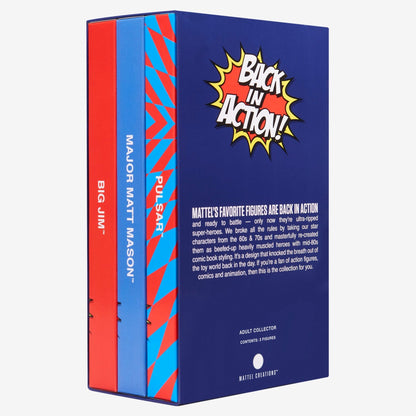 Back in Action! Major Matt Mason Big Jim & Pulsar Figures - Bộ 3 Mô Hình Hành Động Retro Mattel Creations Mattel Creations - 