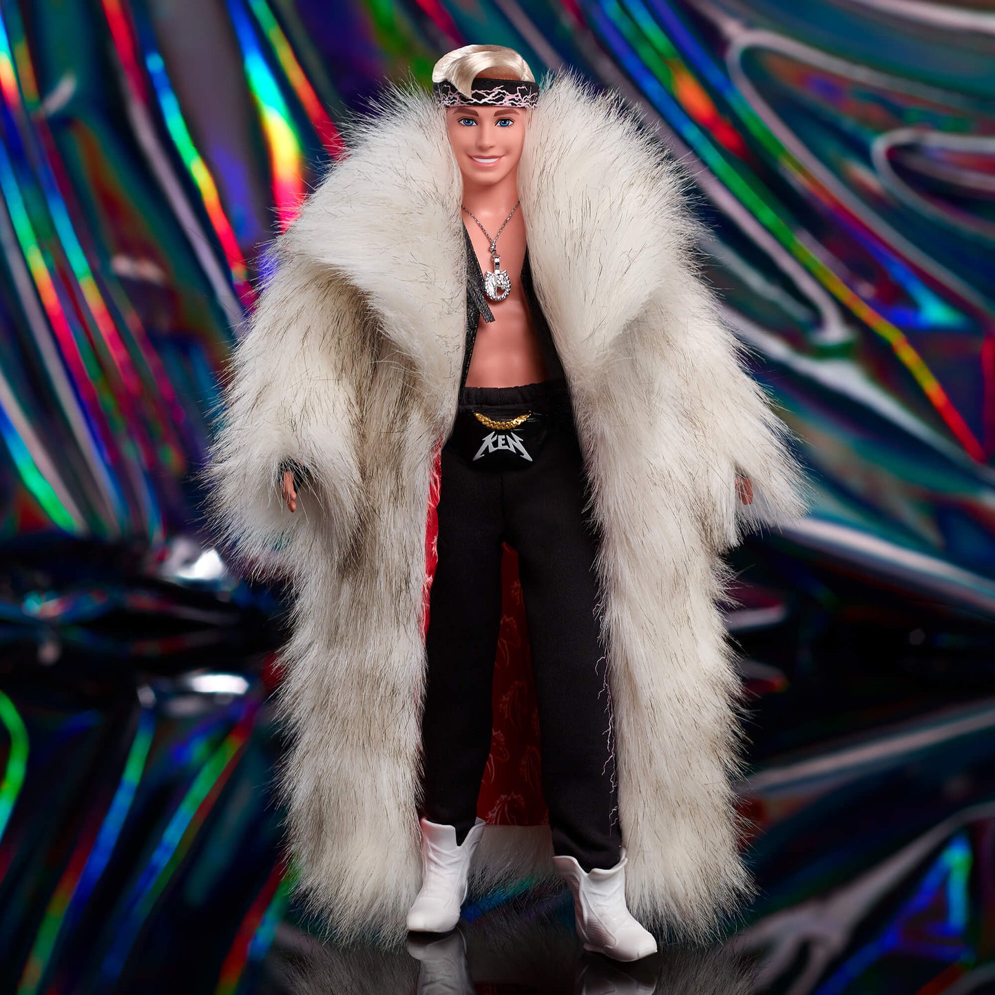 Ken Doll in Faux Fur Coat and Black Fringe Vest – Barbie The Movie - Búp Bê Sưu Tầm Cao Cấp Barbie Signature HRF31 - Hình ảnh sản phẩm