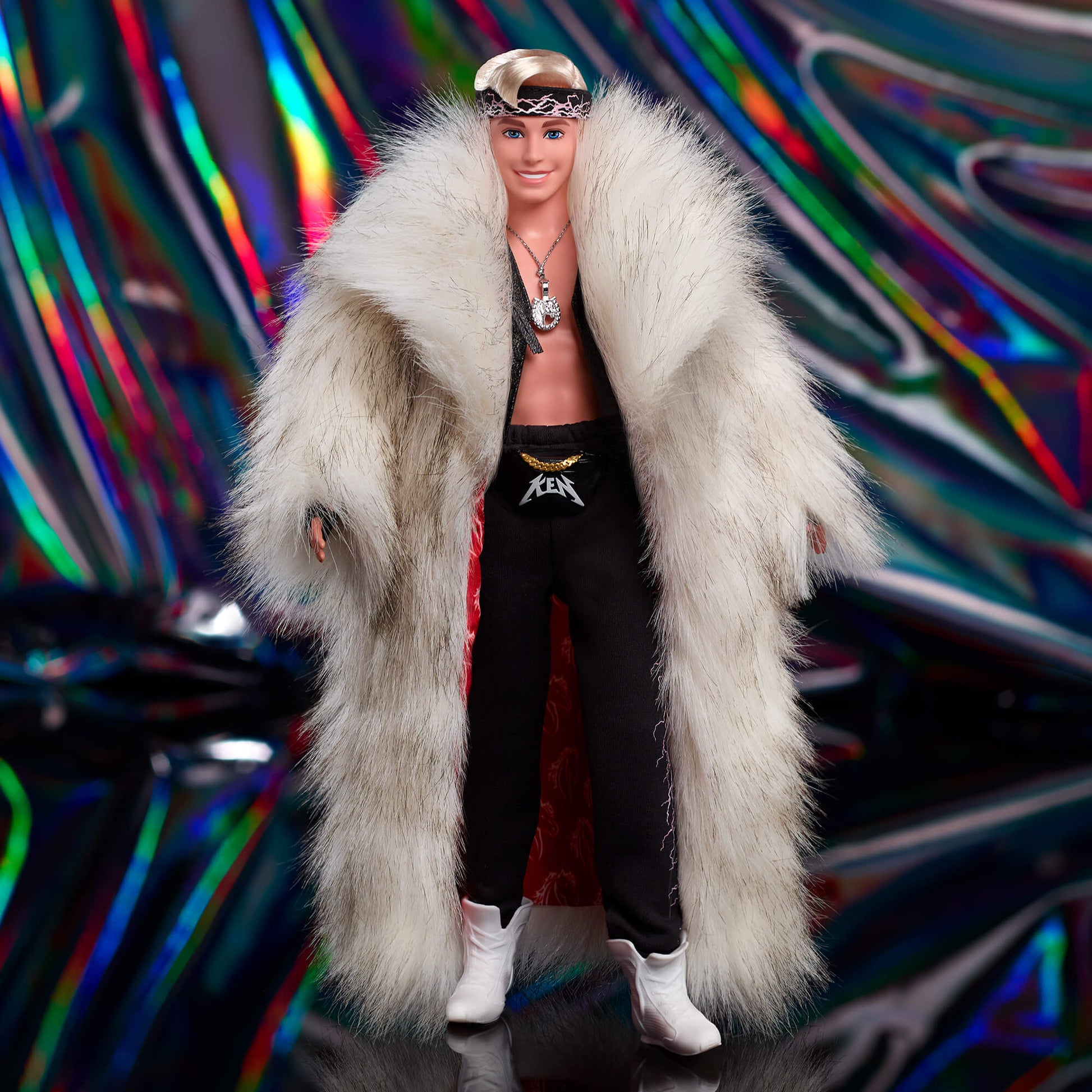 Ken Doll in Faux Fur Coat and Black Fringe Vest – Barbie The Movie - Búp Bê Sưu Tầm Cao Cấp Barbie Signature HRF31 - Hình ảnh sản phẩm
