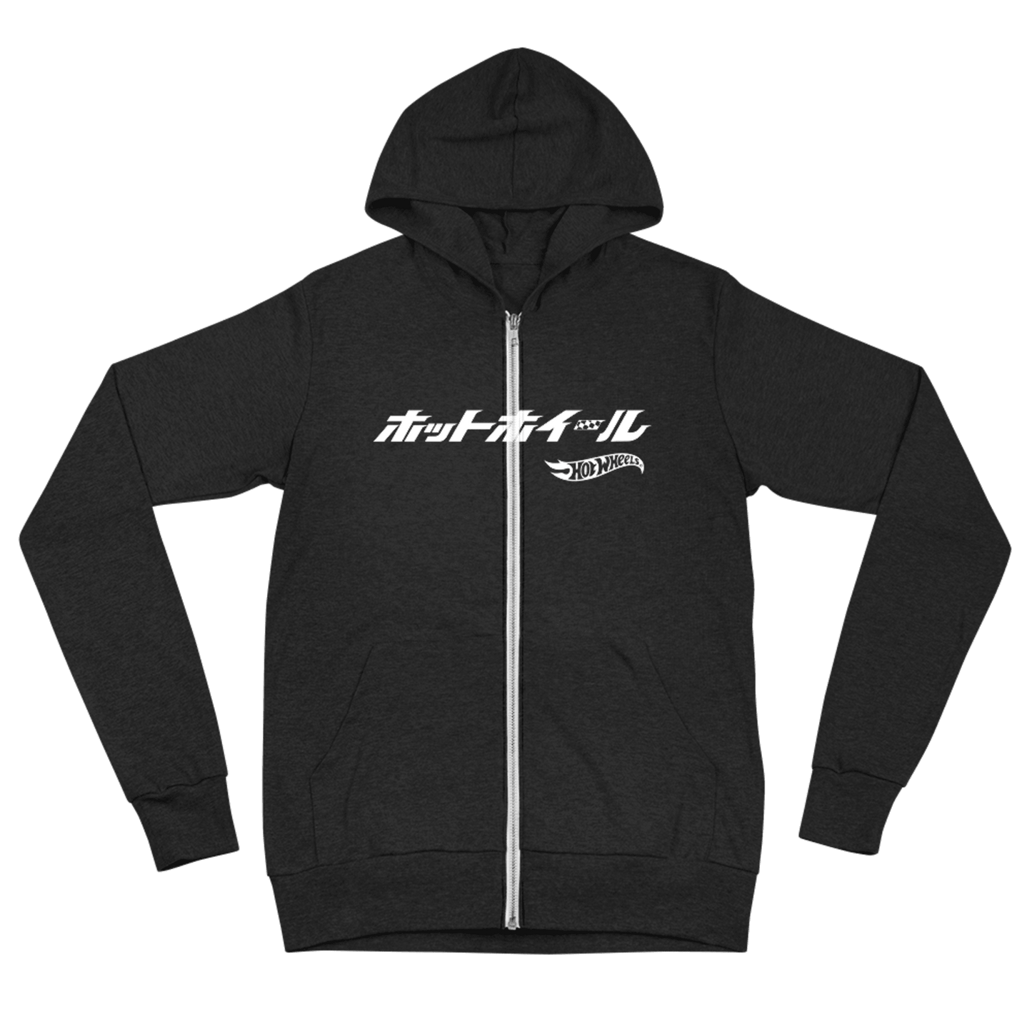 Hot Wheels Japanese Logo Unisex Zip Charcoal Black Hoodie - Áo Hoodie Khoác Dây Kéo - Hot Wheels - Hình ảnh sản phẩm