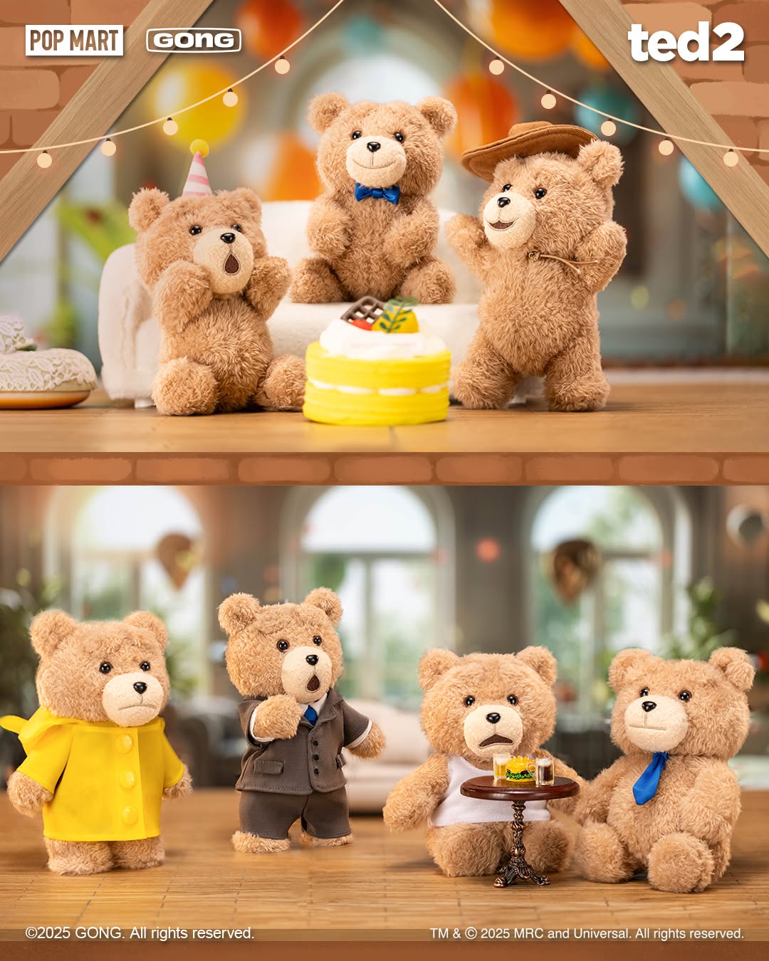 Ted 2 Teddy Bear Action Plush Pendant - Móc Khóa Gấu Bông Blind Box Pop Mart