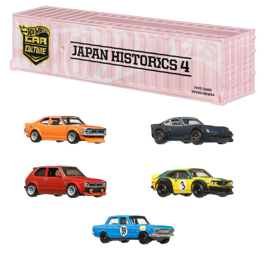 Hot Wheels Car Culture Japan Historics 4 Container Set - Bộ 5 Xe Mô Hình Die-cast Cao Cấp - Mattel HRW84