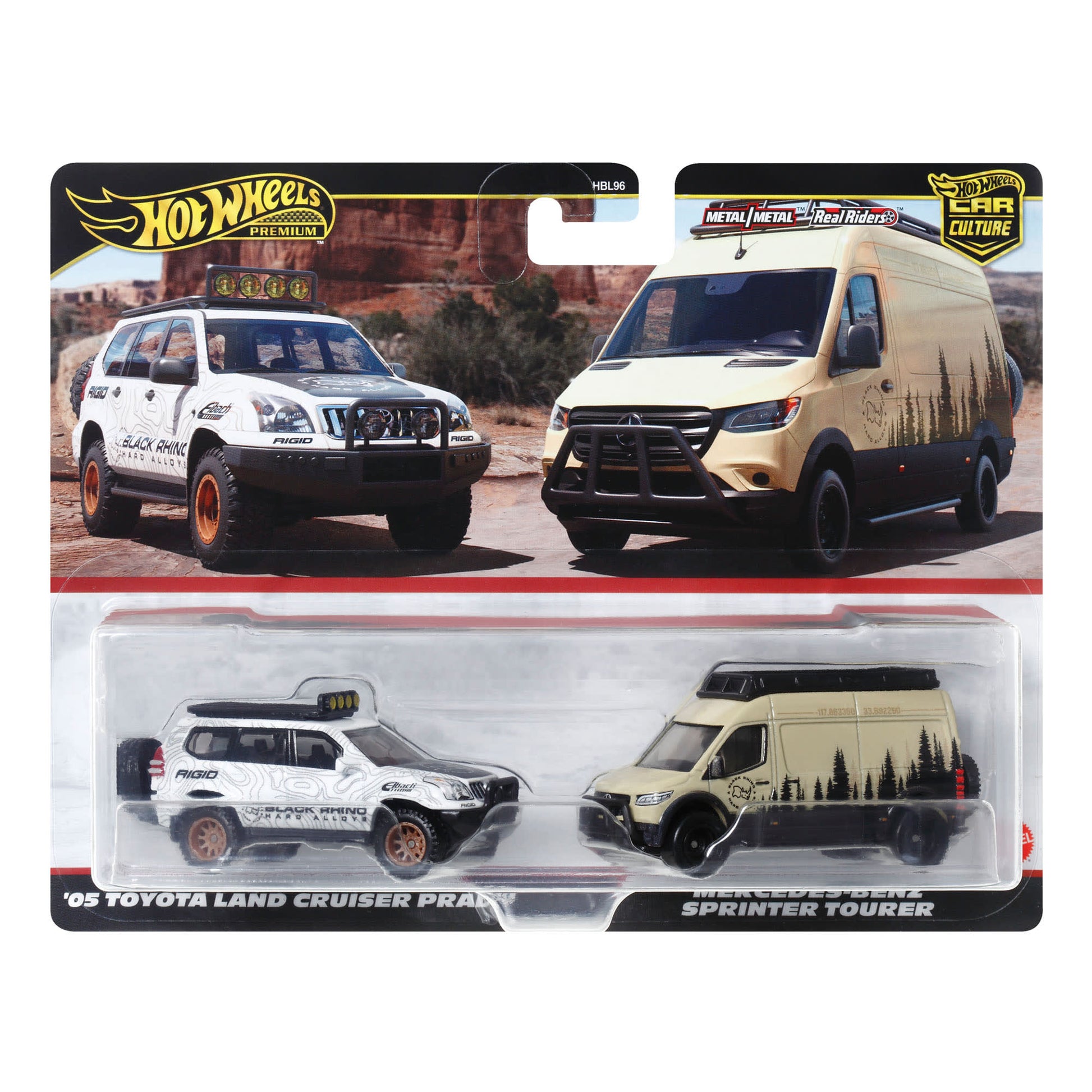 Hot Wheels Premium Car Culture 2-Pack - '05 Toyota Land Cruiser Prado & Mercedes Benz Sprinter Tourer - Bộ 2 Xe Mô Hình Kim Loại Cao Cấp Mattel - Hình ảnh sản phẩm