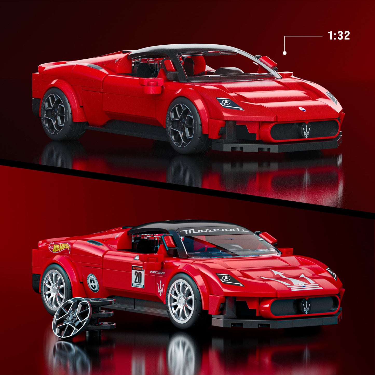 Mattel Brick Shop Hot Wheels Maserati MC20 Building Set