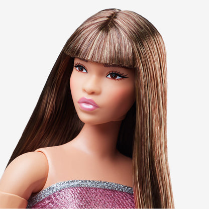 Barbie Looks Doll #24 (Curvy, Long Brown Hair) - Búp Bê Thời Trang Cao Cấp - Barbie Signature HRM16 - Hình ảnh bổ sung 8