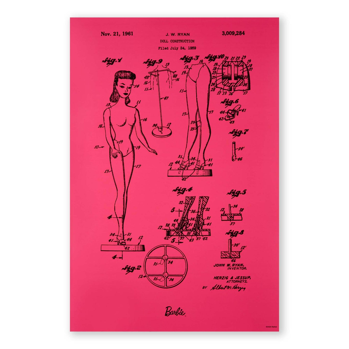 Art of Engineering Barbie® Print - Tranh Nghệ Thuật Bản Vẽ Bằng Sáng Chế - Mattel Creations - Hình ảnh sản phẩm