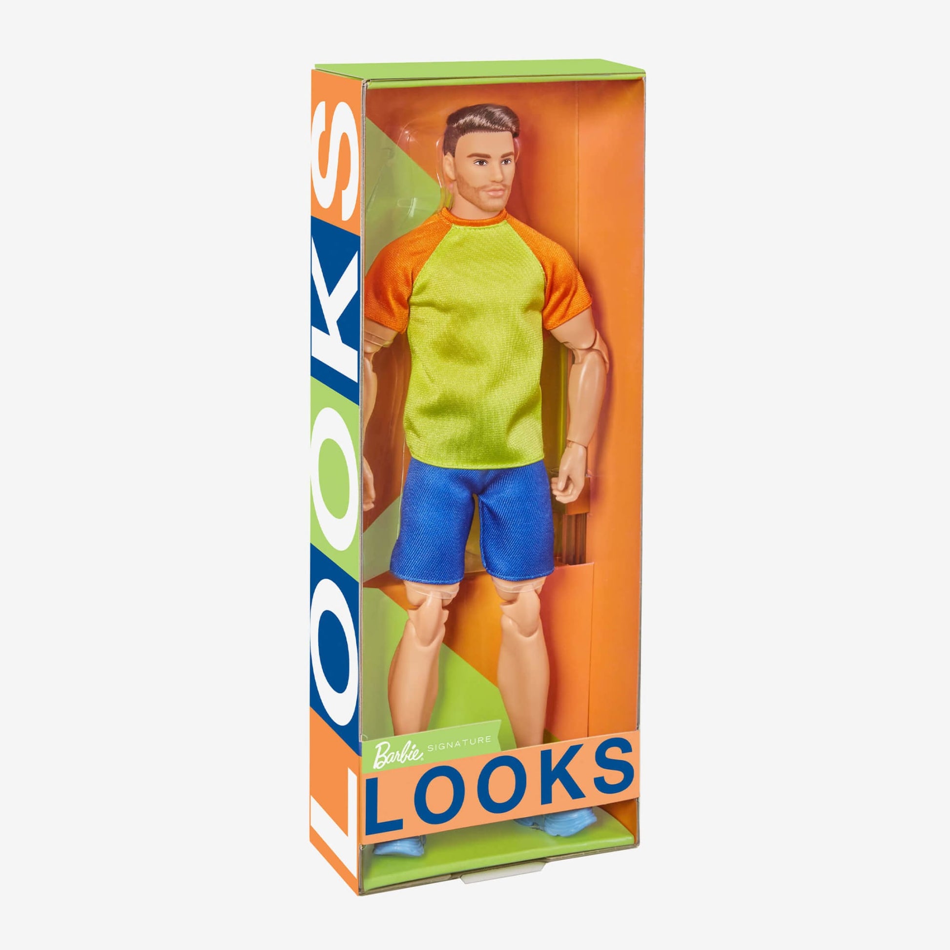 Barbie Looks Ken Doll (Buff Body, Curly Brunette Hair) - Búp bê nam khớp nối linh hoạt - Barbie Signature #18 HJW85 - Hình ảnh bổ sung 7