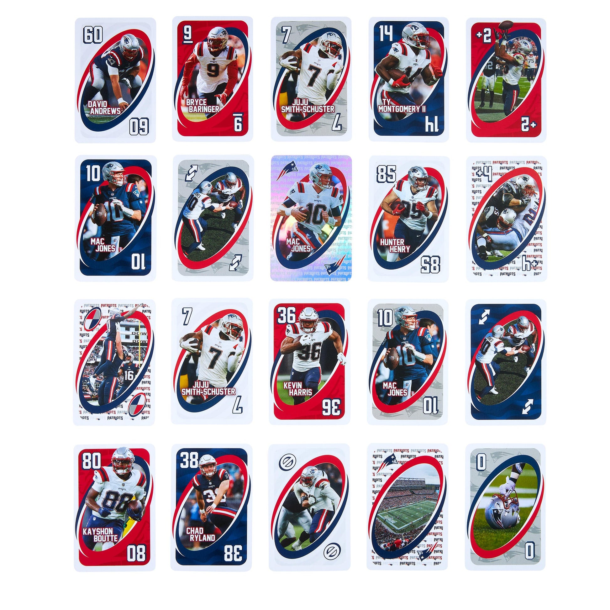 UNO Fandom NFL New England Patriots Game Deck - Bộ Bài Thẻ Bài Thể Thao Mattel Creations - Hình ảnh bổ sung 4