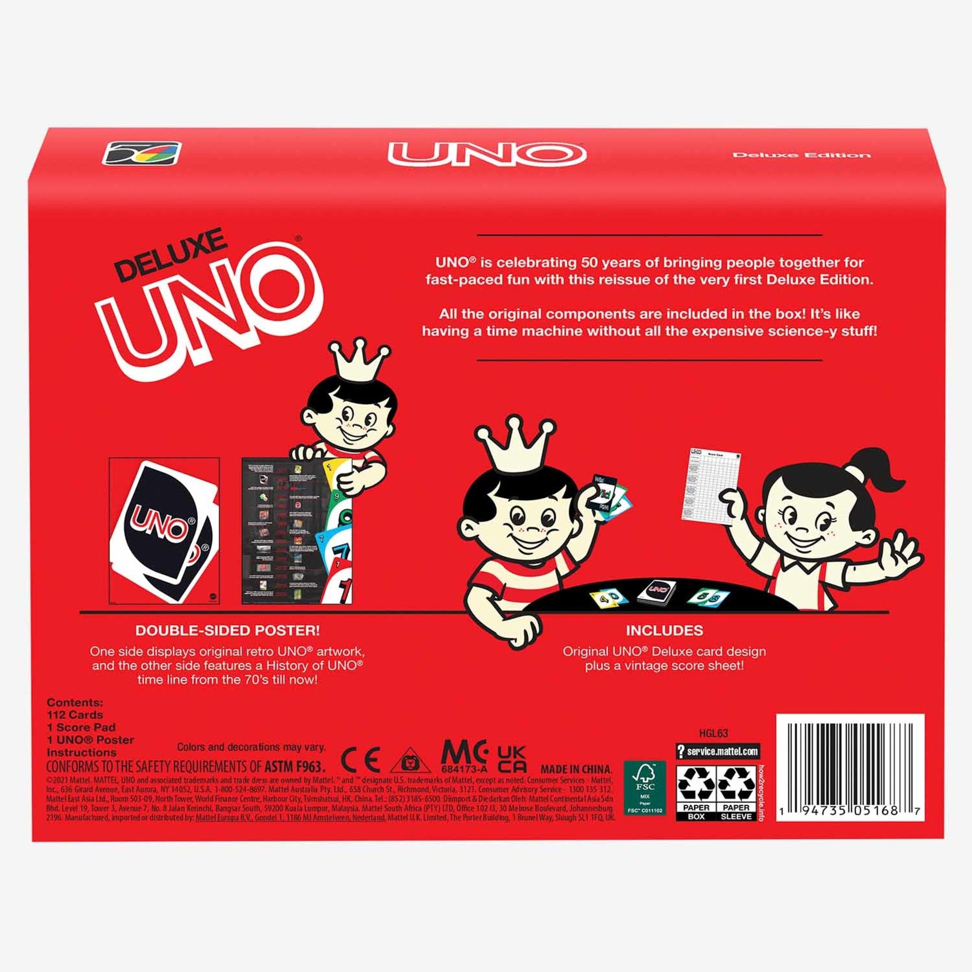 UNO Deluxe Retro - Thẻ Bài Board Game Phiên Bản Kỷ Niệm 50 Năm Mattel HGL63 - Hình ảnh bổ sung 7