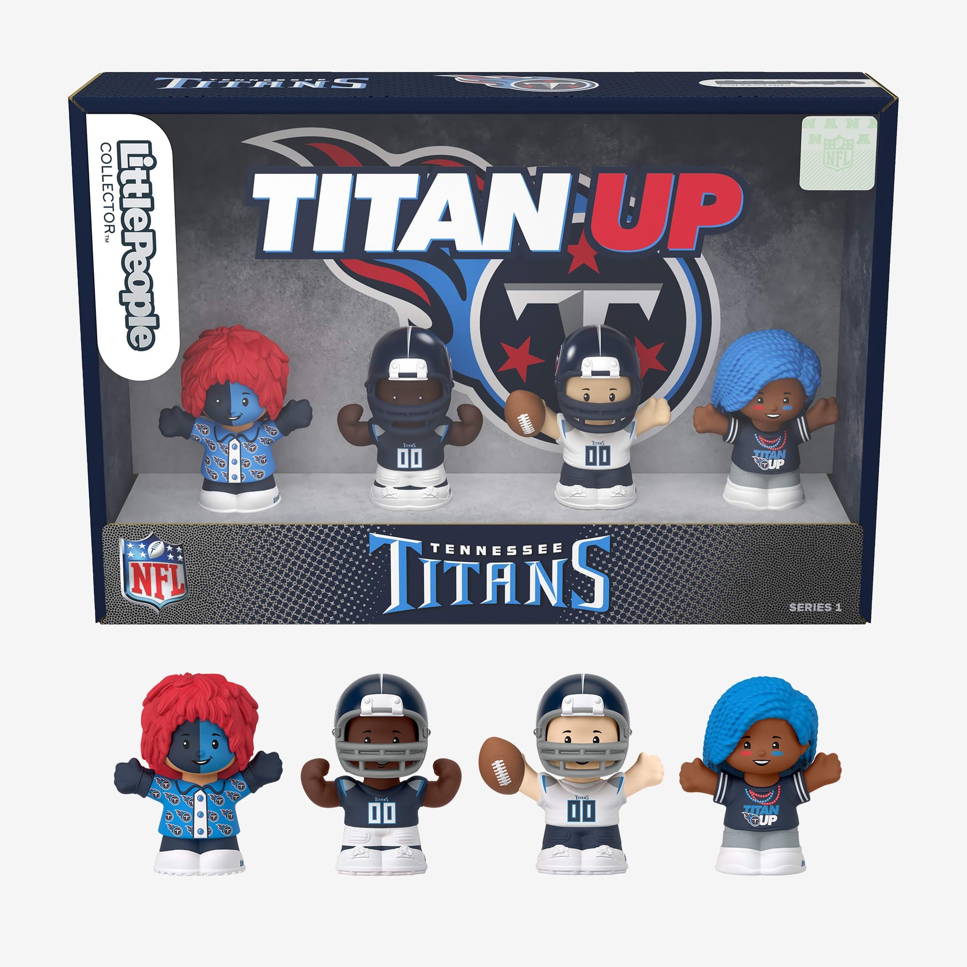 Little People Collector x NFL Tennessee Titans Set - Bộ 4 Mô Hình Nhân Vật Cầu Thủ & Cổ Động Viên Titans - Mattel Fisher-Price - Góc nhìn khác 3