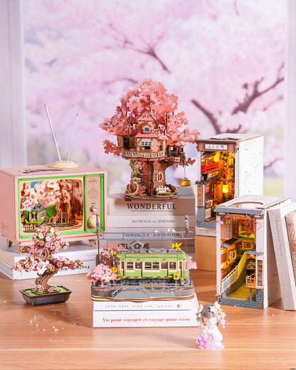 Rolife Book Nook Shelf Insert - Sakura Densya TGB01 - Mô hình gỗ DIY trang trí kệ sách - Rolife