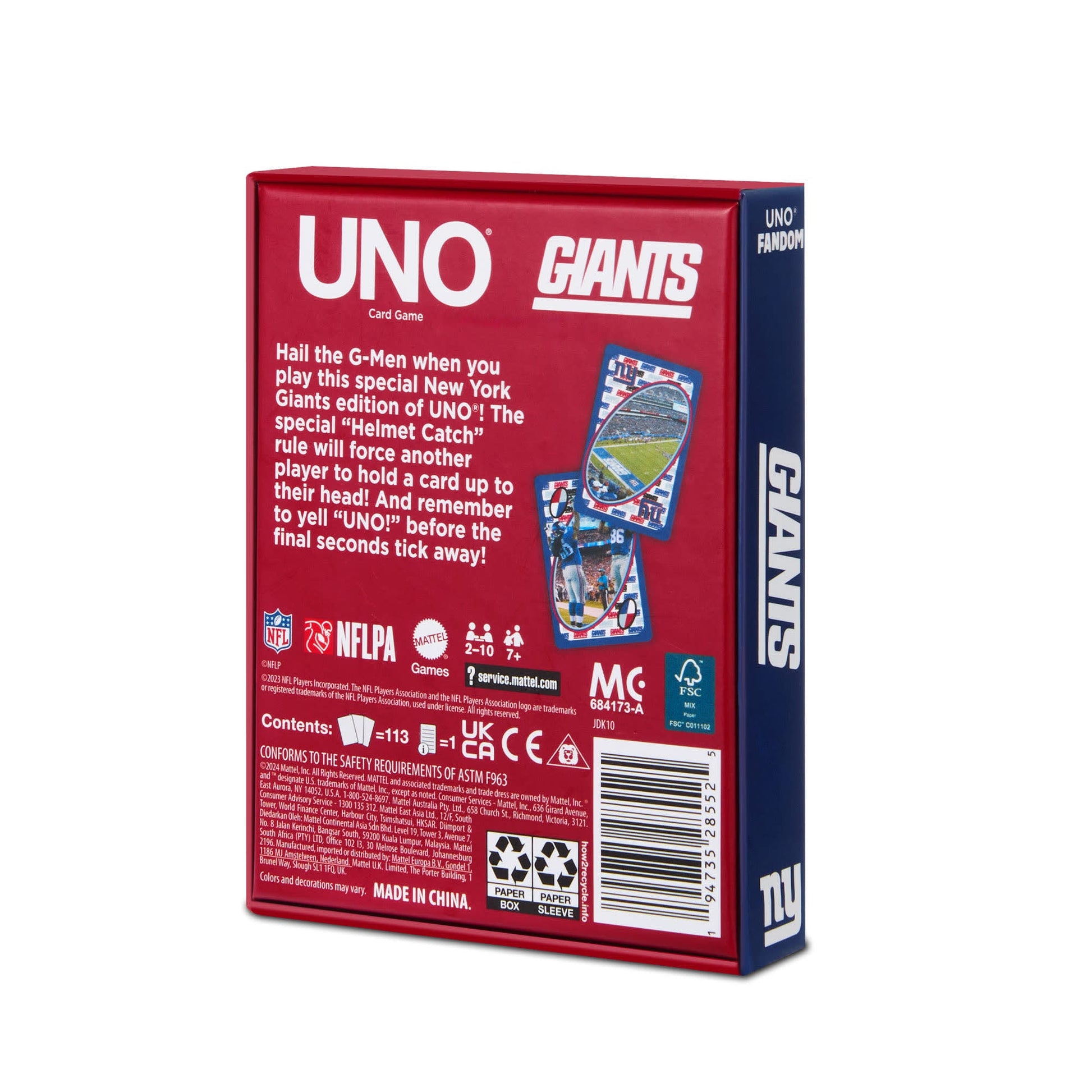 UNO Fandom NFL New York Giants Game Deck - Bộ Bài UNO Thể Thao Sưu Tầm Mattel Mattel - Board Game