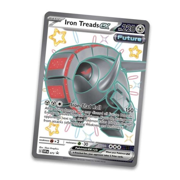 PT111 Pokemon TCG Paldean Fates Tin Shiny Iron Treads ex