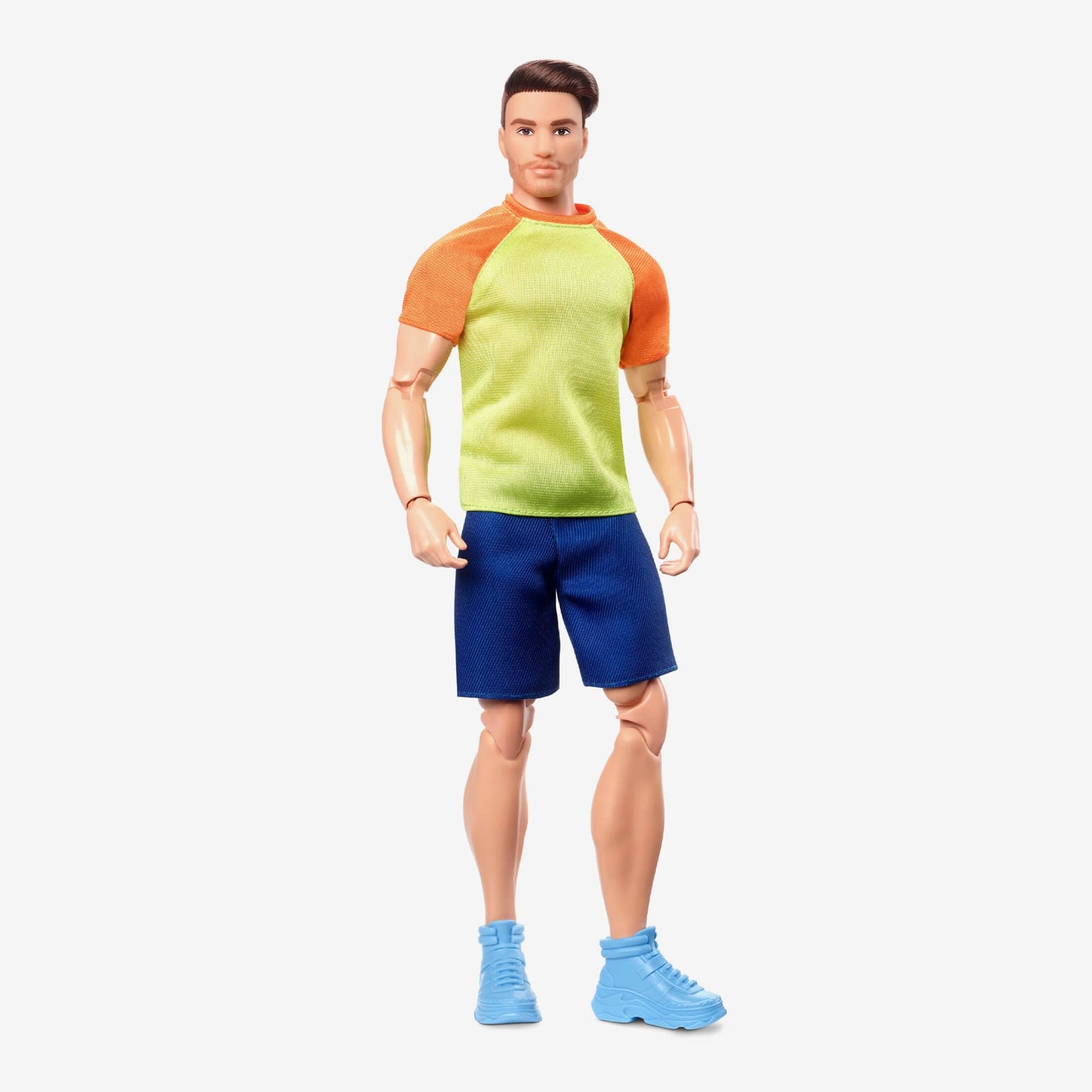 Barbie Looks Ken Doll (Buff Body, Curly Brunette Hair) - Búp bê nam khớp nối linh hoạt - Barbie Signature #18 HJW85 - Hình ảnh sản phẩm