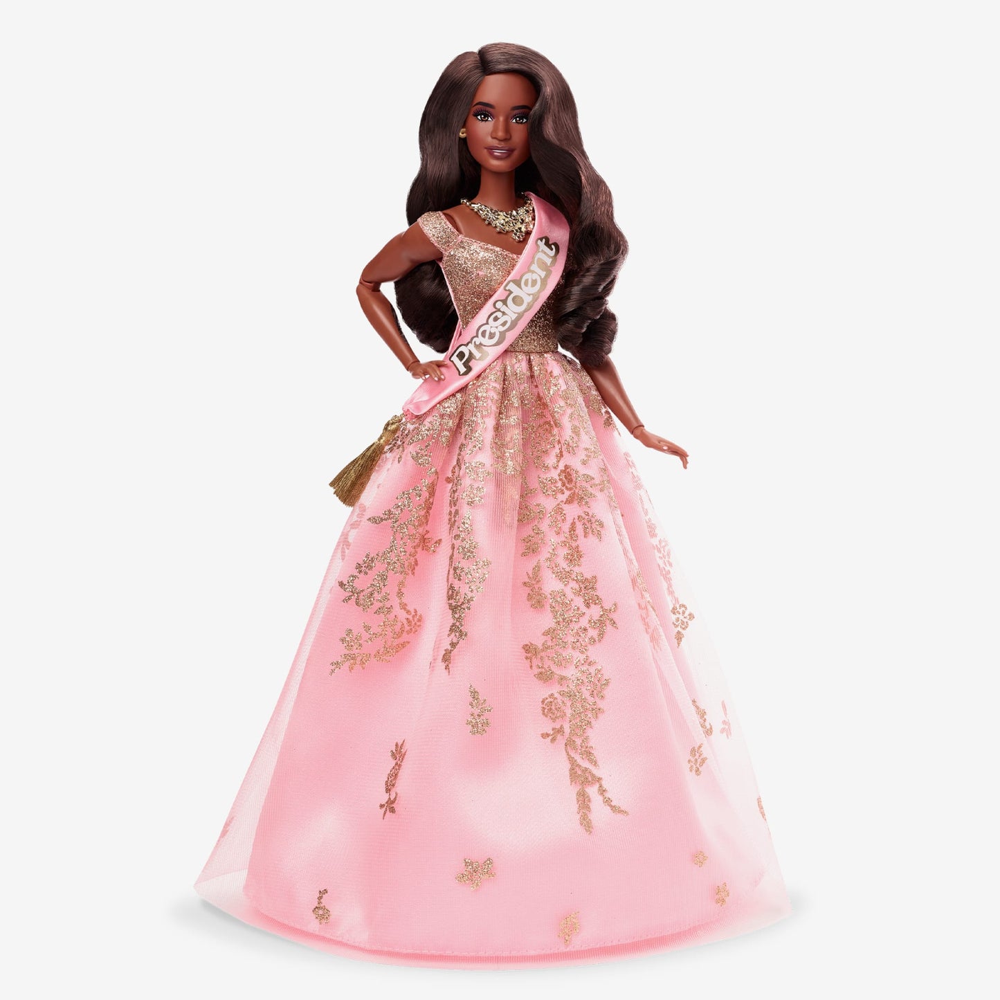 President Barbie in Pink and Gold Dress – Barbie The Movie Búp Bê Tổng Thống Sưu Tầm Mattel Signature - Hình ảnh chi tiết 2