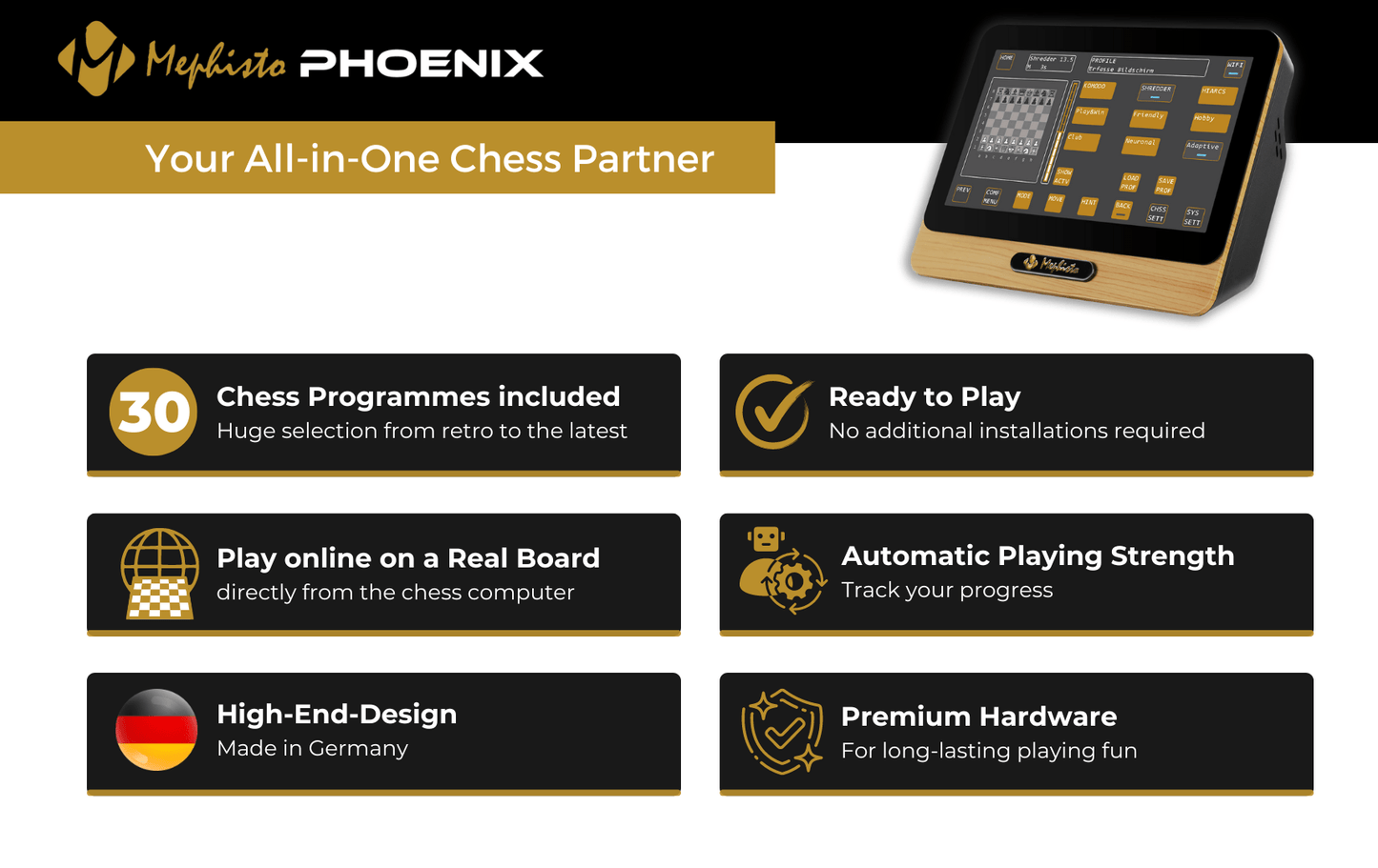 Mephisto Phoenix T - Máy Tính Cờ Vua Cao Cấp 21.7 inch - Millennium Millennium - ảnh 5 - Electronic Chess