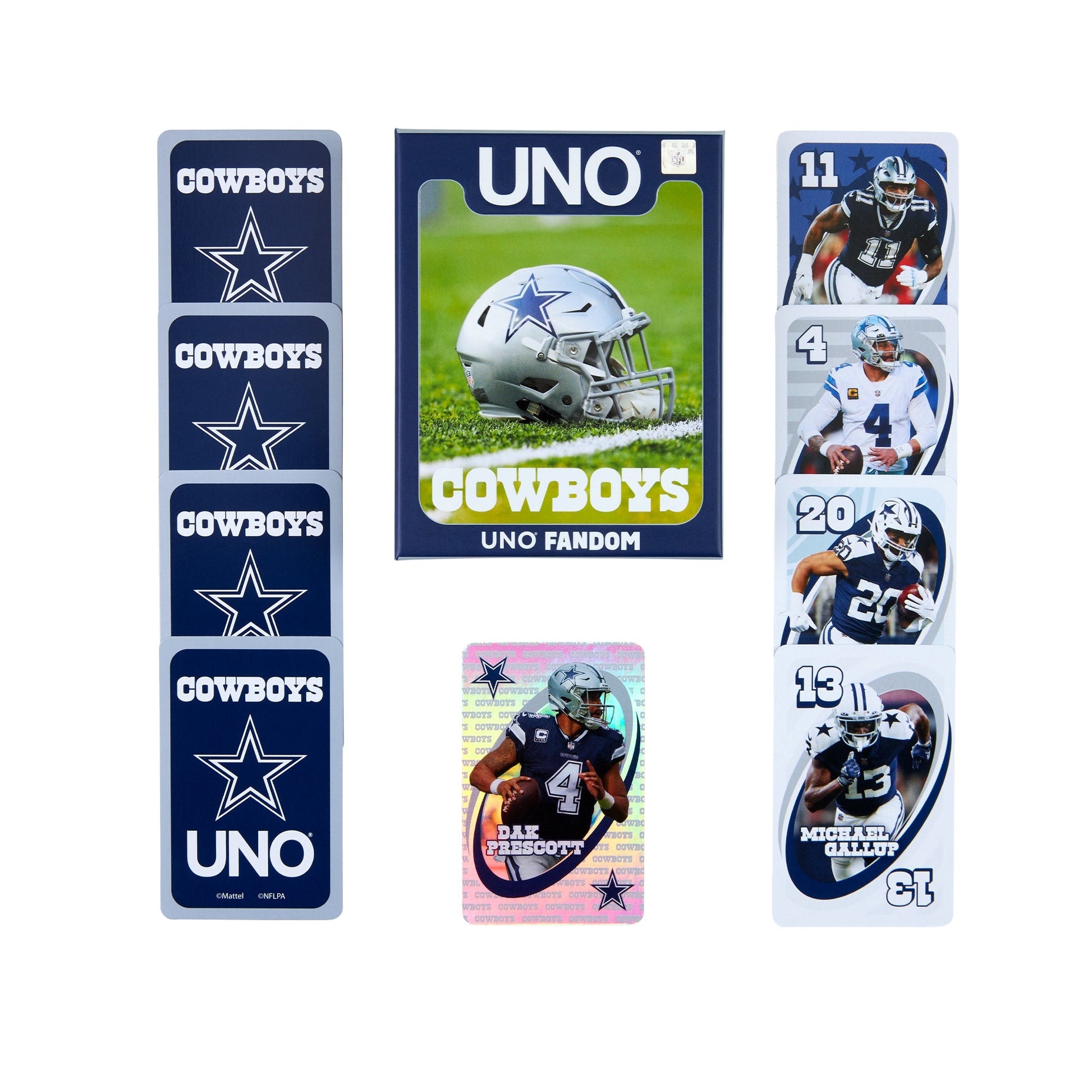 UNO Fandom NFL Dallas Cowboys Game Deck - Bộ Bài Thẻ Bài Thể Thao Mattel - Góc nhìn khác 3