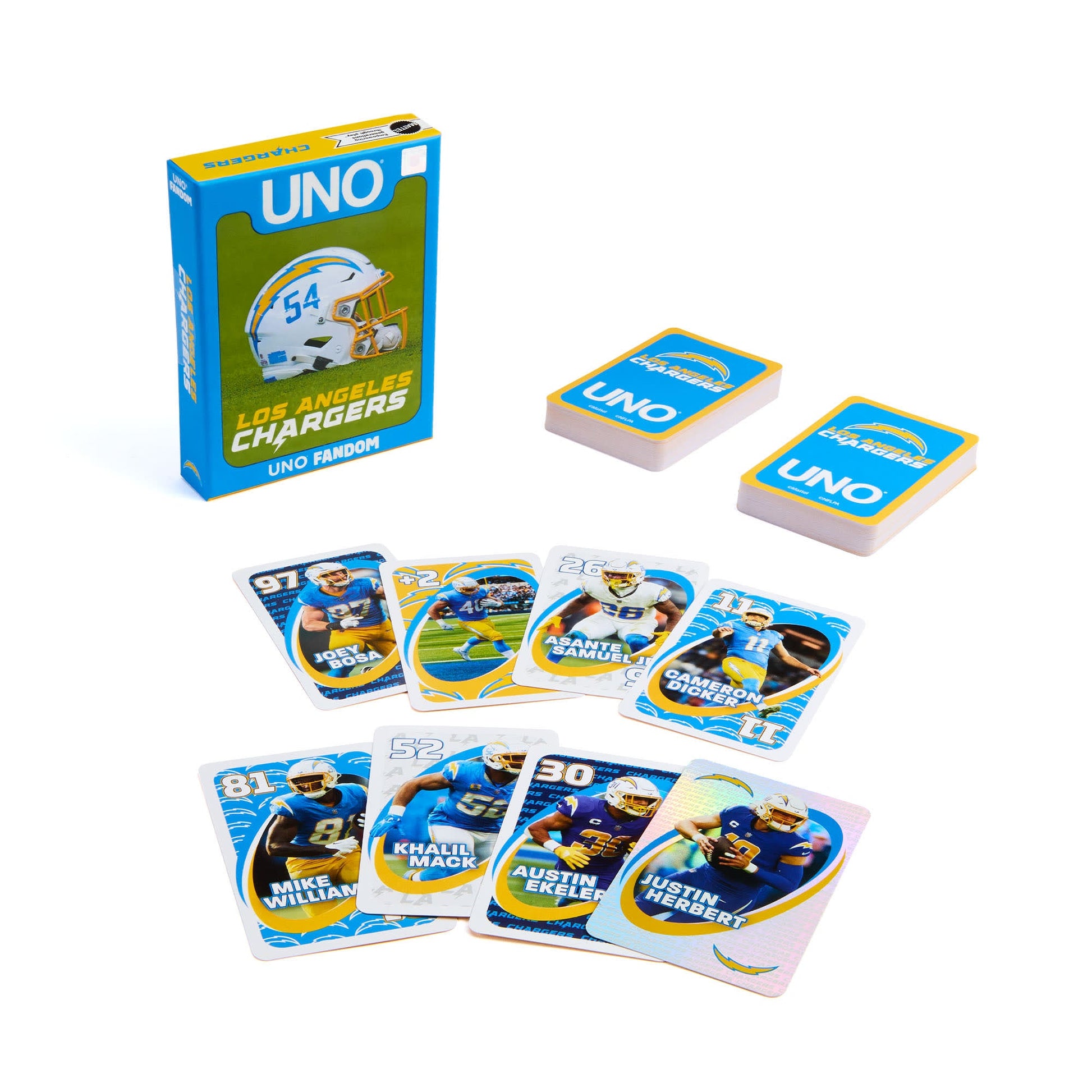 UNO Fandom NFL Los Angeles Chargers Game Deck - Bộ Bài Thẻ Bài Sưu Tầm Mattel - Hình ảnh sản phẩm
