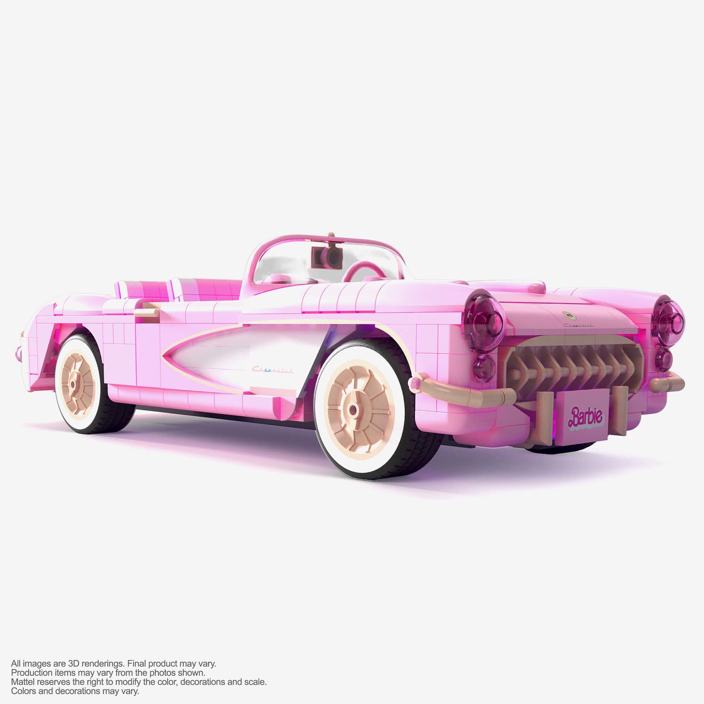 MEGA Barbie The Movie ’56 Corvette Stingray Collector Building Set - Bộ lắp ráp xe mô hình 1:18 Corvette Stingray 1956 - MEGA Barbie