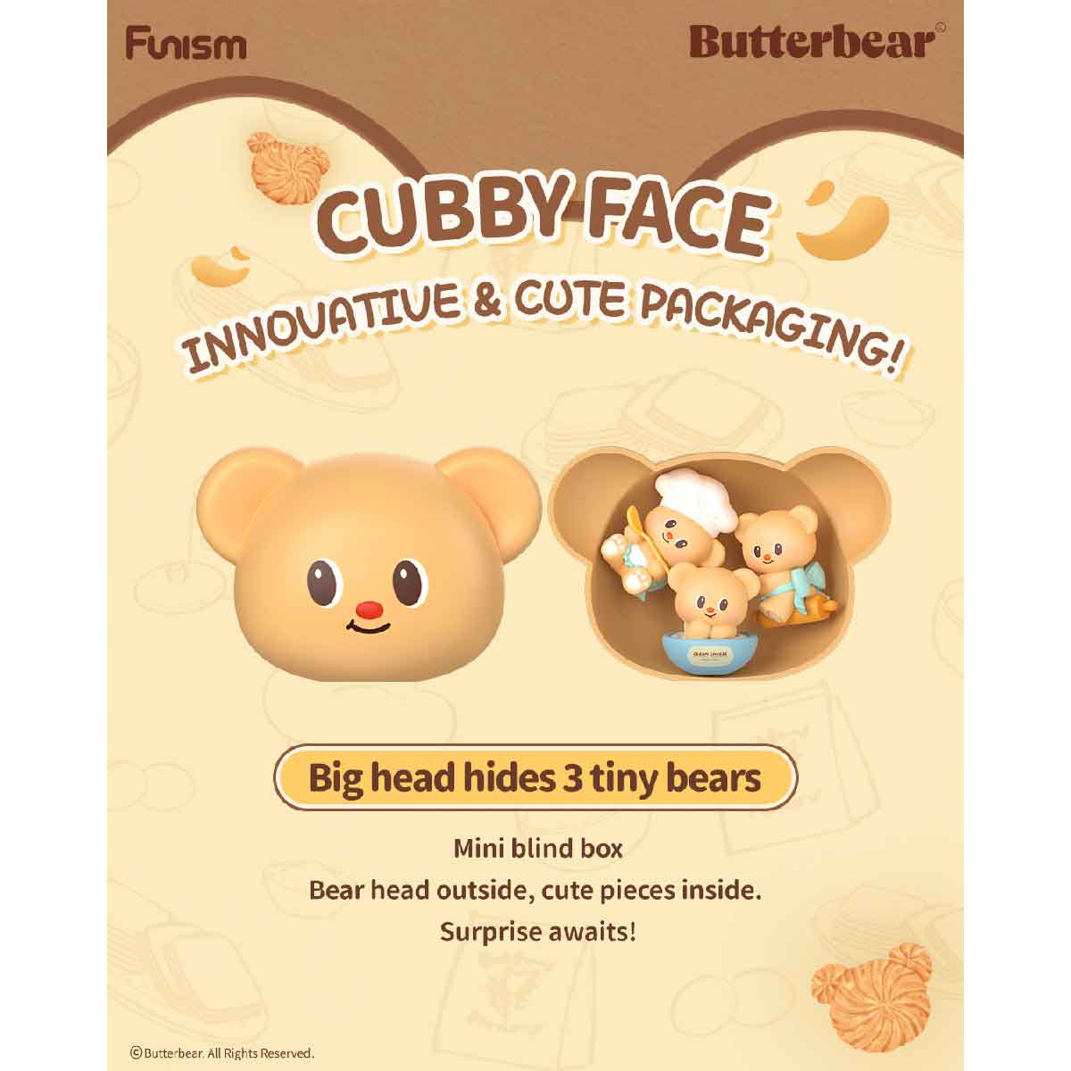 ButterBear Baked With Love Series Cubby Face - Mô hình Blind Box - FUNISM MX2089