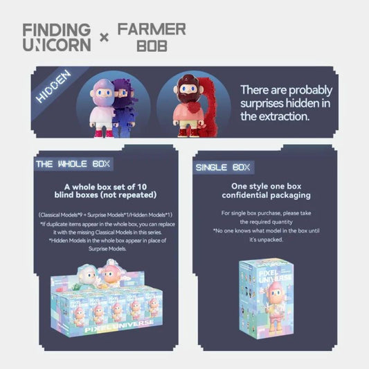 Farmer Bob Pixel Universe Series Figure - Mô hình Blind Box Art Toy - Finding Unicorn