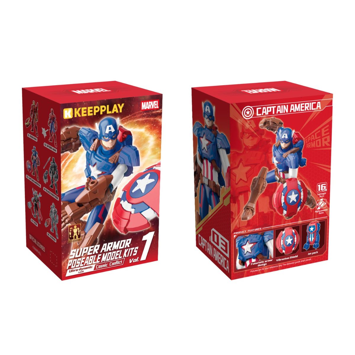 Marvel Super Armor Block Assembly Model Toy - Captain America - Mô hình lắp ráp Đội Trưởng Mỹ - KEEPPLAY 73072