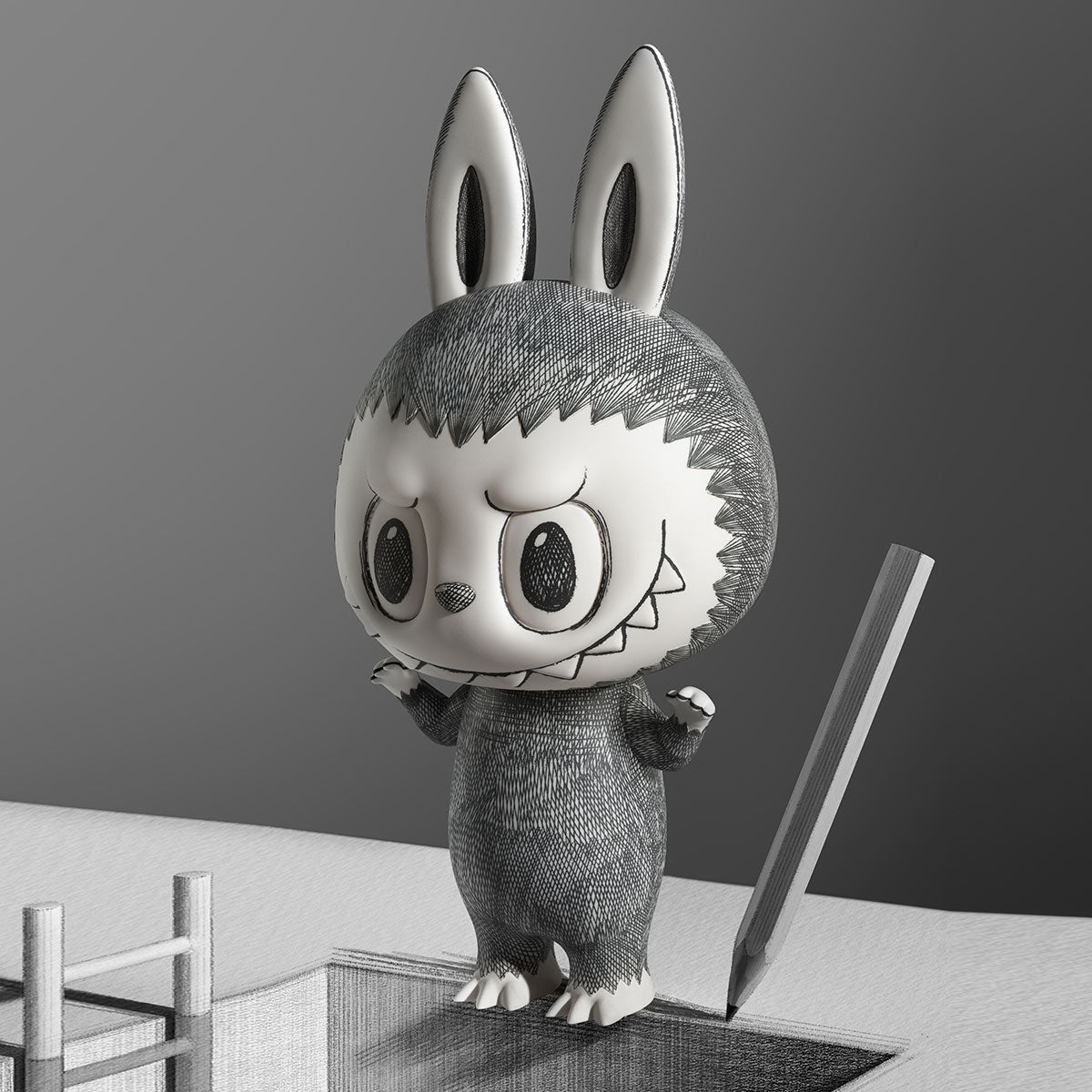 Mega Labubu Model 400% Sketch - Mô hình Art Toy cao cấp - POP MART