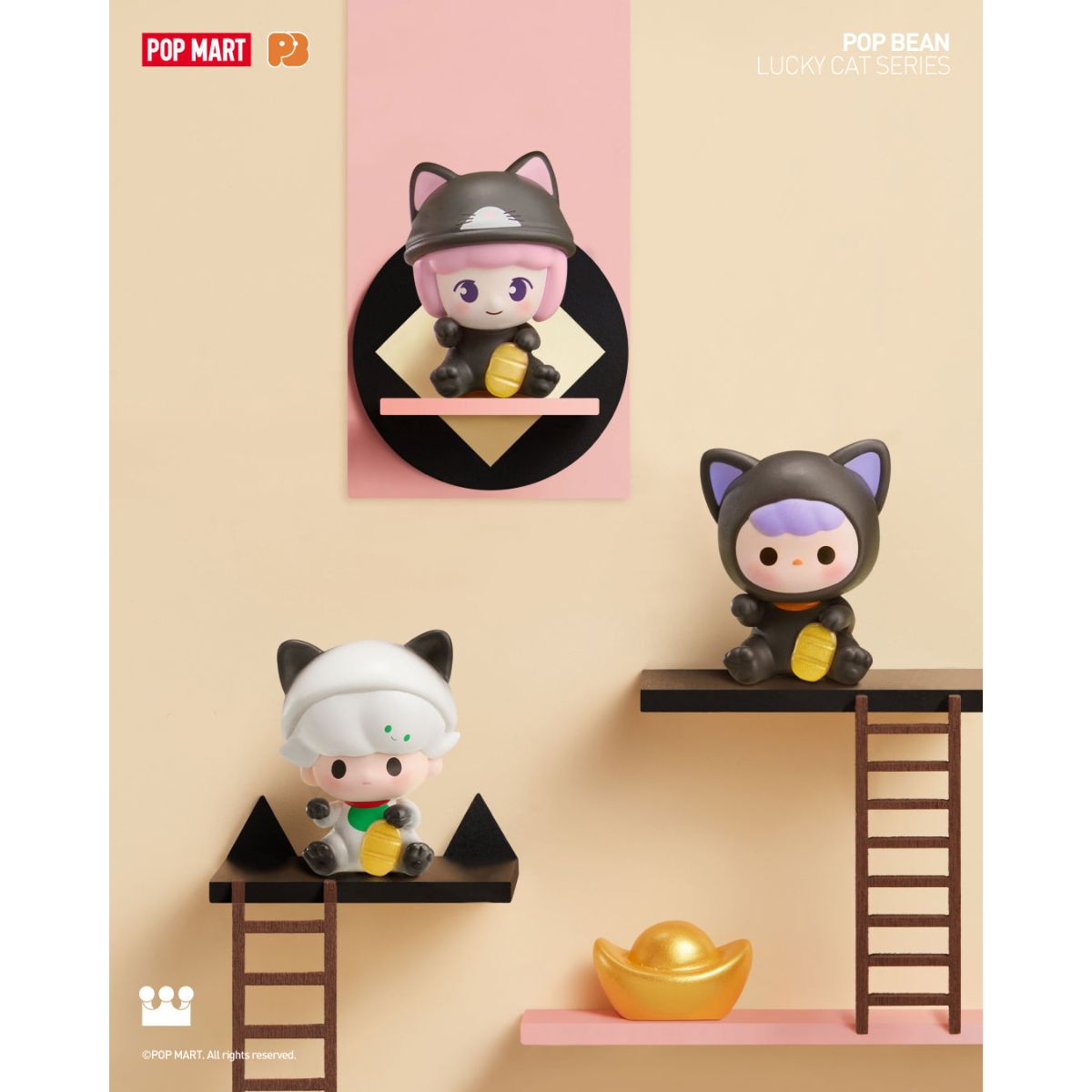Pop Bean Lucky Cat Series - Mô hình mini Mèo Thần Tài - POP MART 6931571007287