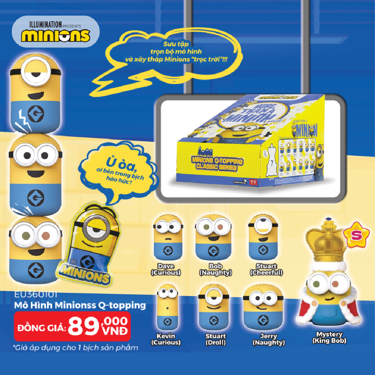 Minions Model Q-topping Minions EU360101 - Mô hình lật đật mini Blind Box - MINIONS