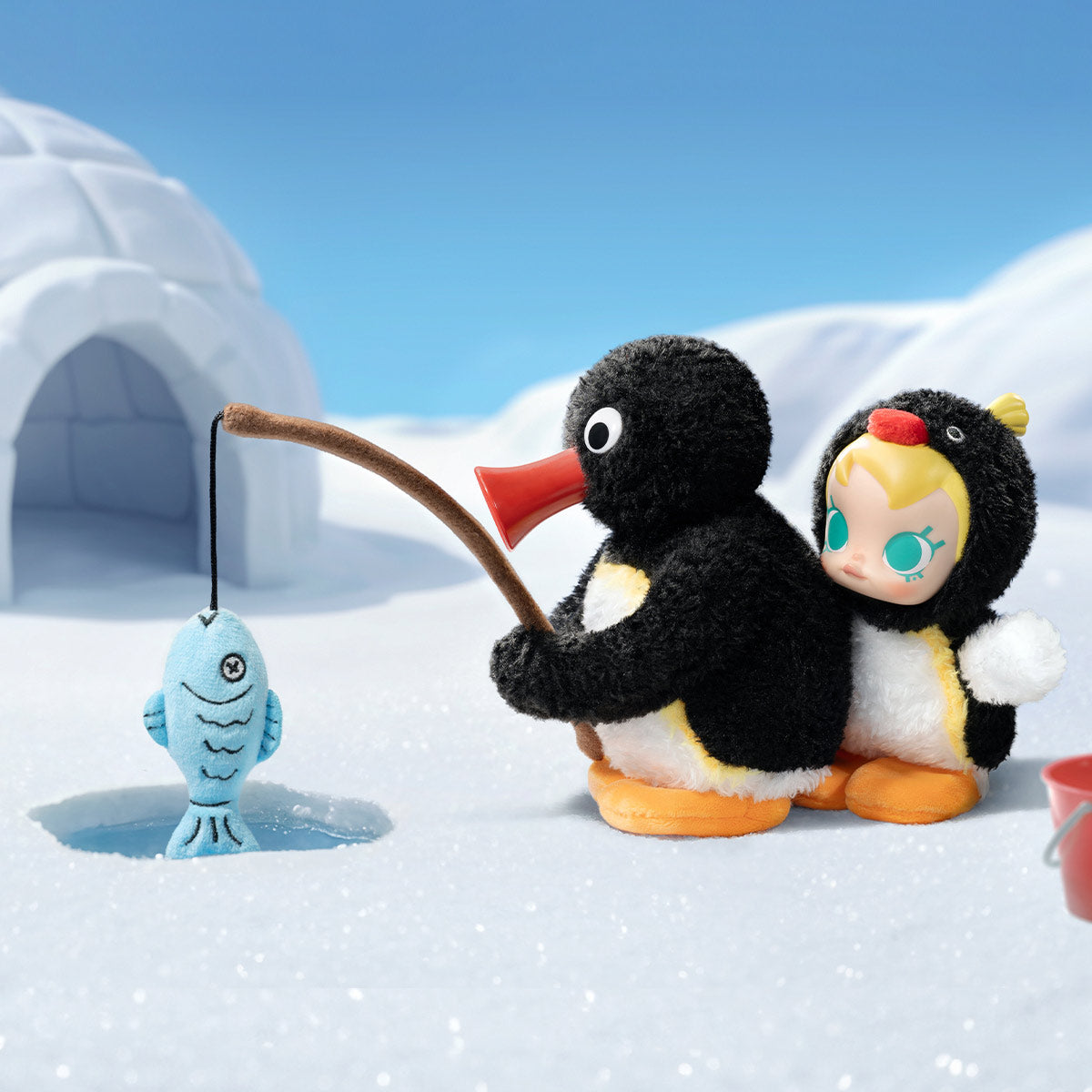 Baby Molly × Pingu Happy Fishing Series Keychain - Móc khóa Blind Box - POP MART